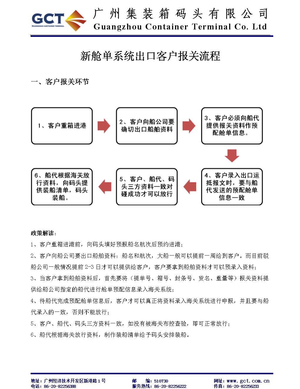 关于外贸定舱流程及费用标准的信息